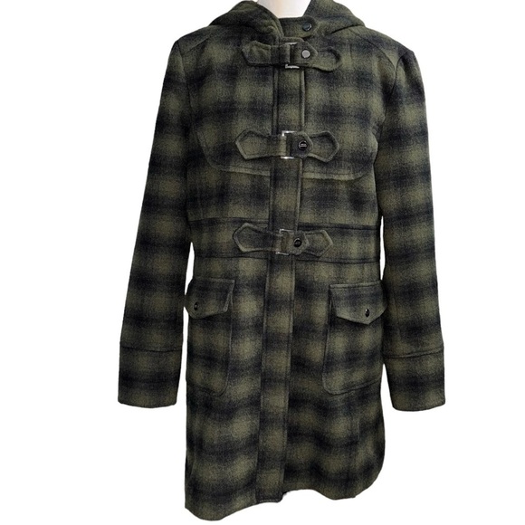 Steve Madden (EUC) Wool Blend Hooded Duffel Coat, Fully Lined Size Large - Picture 10 of 15